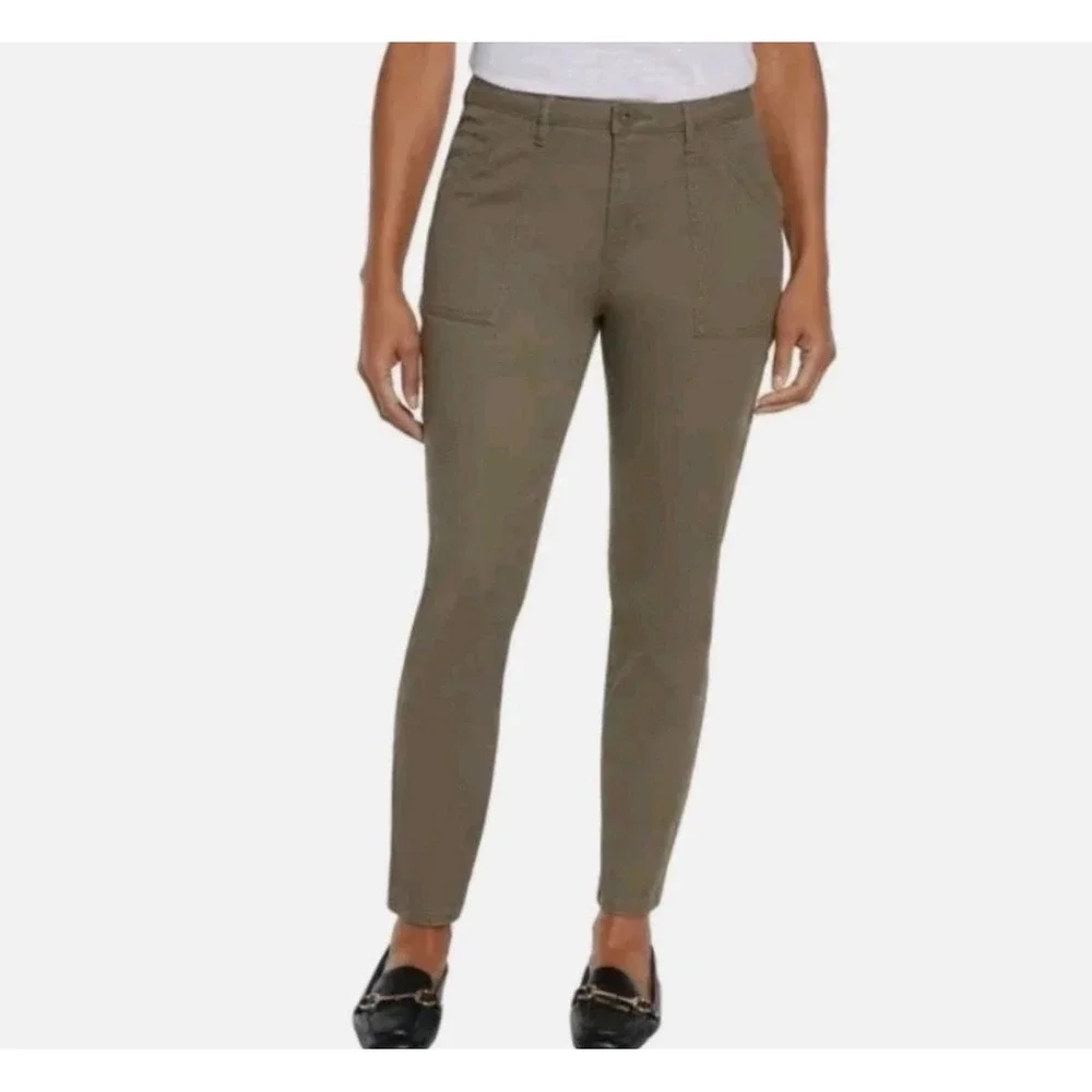 NWT‎ Banana Republic Green High Rise Twill Pant Women 4 Utility Patch Pocket